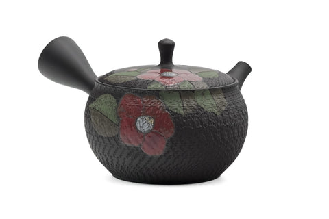 Red Camellias Kokudei Tokoname Teapot - 300ml