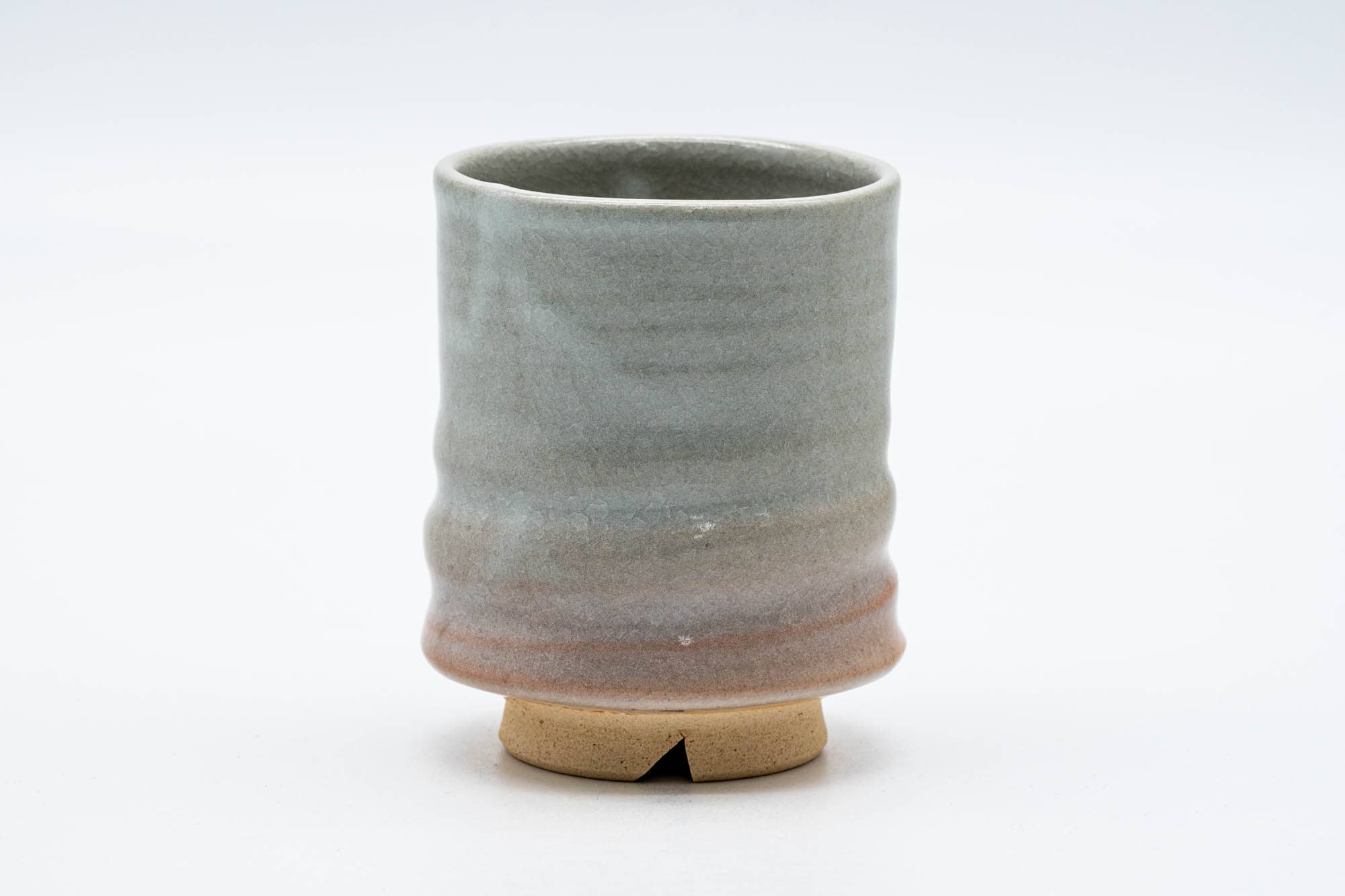 Japanese Teacup - Beige Glazed Spiraling Thumb-Indented Hagi-yaki Yunomi - 200ml