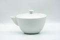 Japanese Houhin - Floral Engraved Arita-yaki Ceramic Filter Porcelain Teapot - 230ml - side profile showing the pouring lip