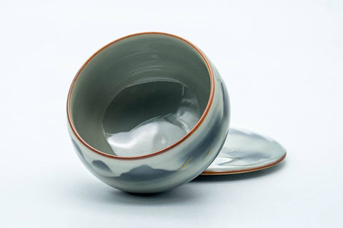 Japanese Teacup - Grey Mountainous Arita-yaki Lidded Yunomi - 100ml