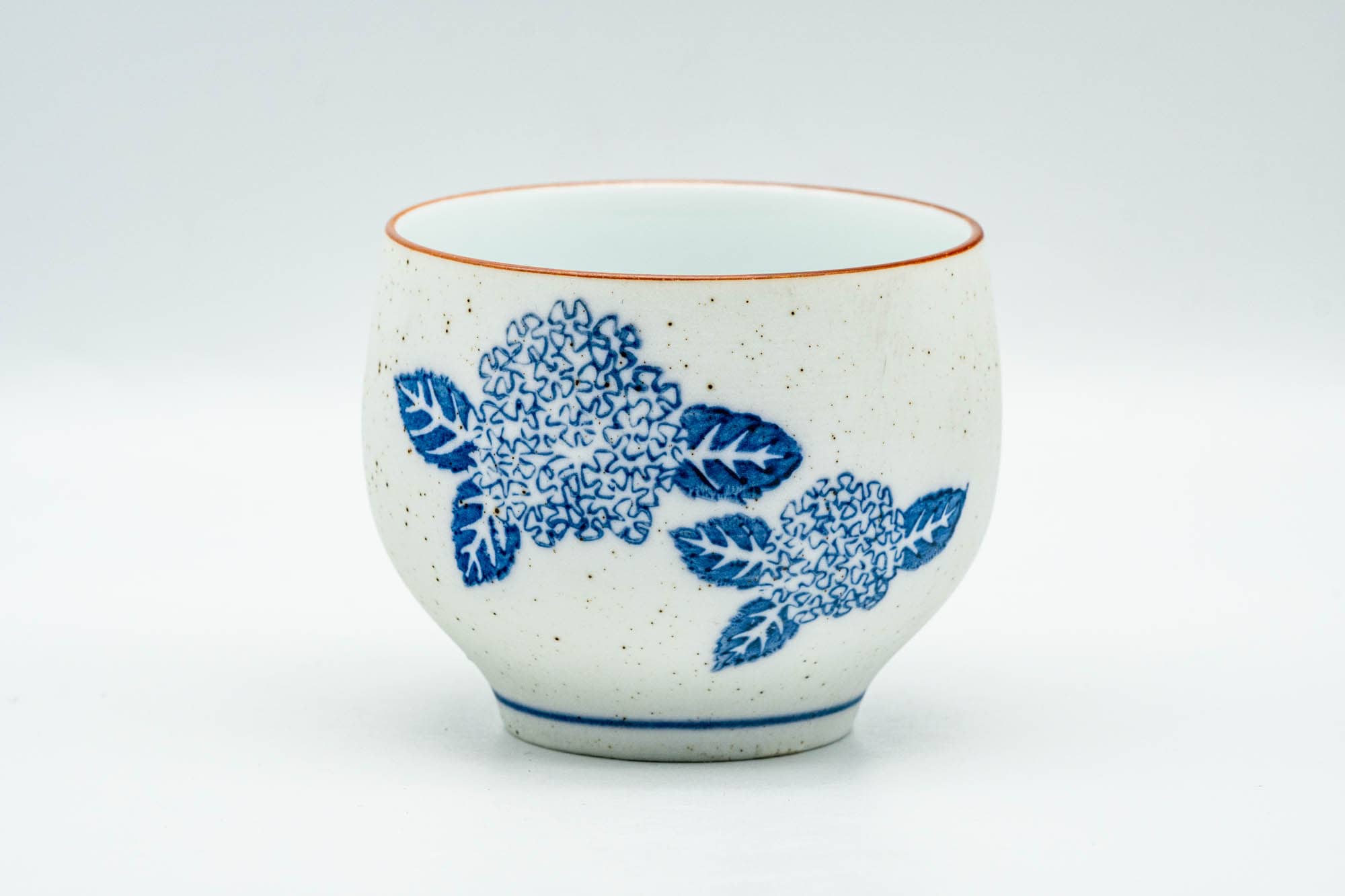 Japanese Teacup - Blue Floral White Textured Arita-yaki Yunomi - 120ml