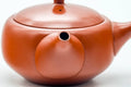 Japanese Kyusu - Classic Red Shudei Tokoname-yaki Mesh Teapot - 200ml - top-down view of the body, lid and spout