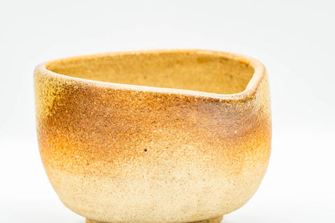 Japanese Katakuchi - Ash Glazed Textured Shigaraki-yaki Handleless Water Cooler - 200ml - angled view showing the pouring lip