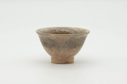 Tezumi — Japanese Teacup - Beige Crazed Glazed Hagi-yaki Yunomi - 80ml — front view from another angle