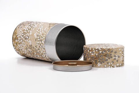 Gold White Sakura Washi Tea Canister - 200g