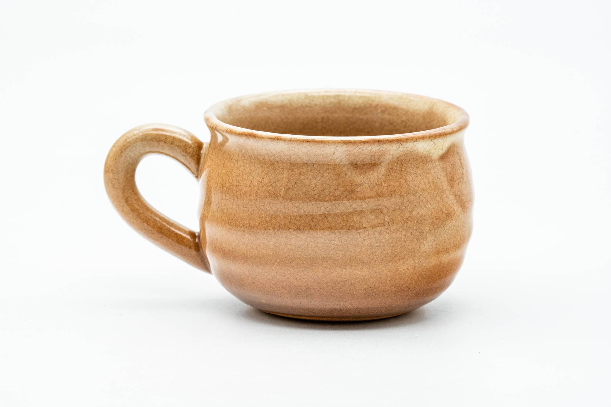 Japanese Teacup Set - Beige Drip-Glazed Hagi-yaki Ushirode Yunomi with Coaster - 150ml