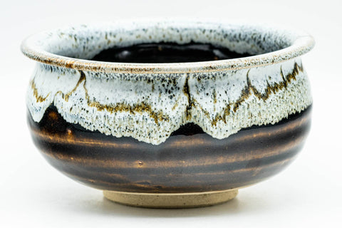 Japanese Kensui - Brown White Hare's Fur Glazed Water Bowl - 350ml