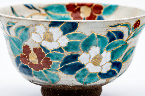 Japanese Matcha Bowl - Floral Kiyomizu-yaki Chawan - 300ml