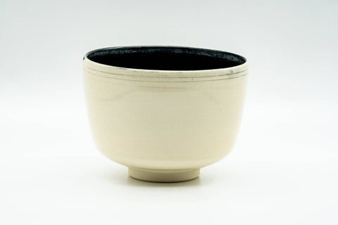 Japanese Matcha Bowl - Beige Black Inner-Glazed Kyo-yaki Chawan - 350ml