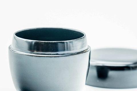 Japanese Natsume - Small Black Urushi Lacquer Tea Caddy with Shifuku Silk Pouch - 40ml