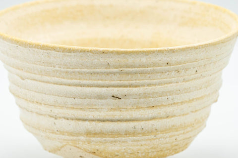 Japanese Matcha Bowl - Beige Glazed Spiraling Textured Sugi-nari Chawan  - 350ml