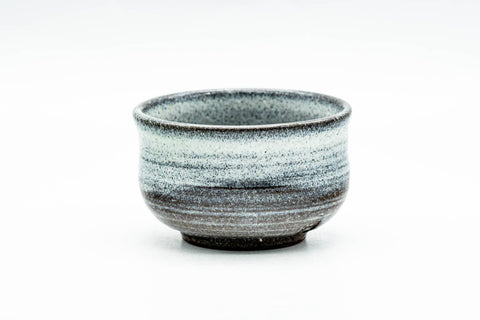 Japanese Teacup - Grey Milky White Drip-Glazed Guinomi - 50ml - side view of the grey-glazed cup