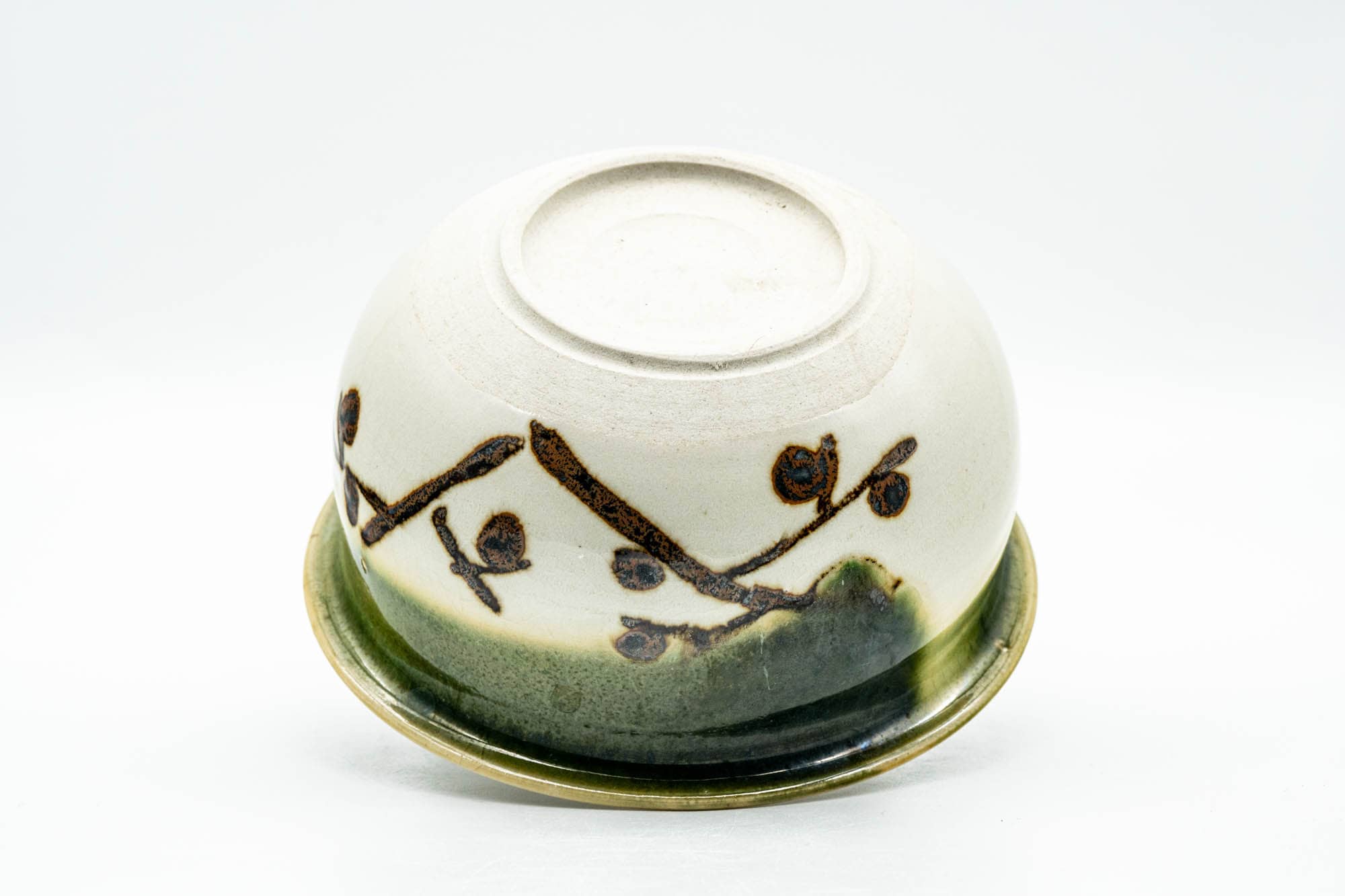 Japanese Kensui - Abstract Green Glazed Oribe-yaki Water Bowl - 250ml