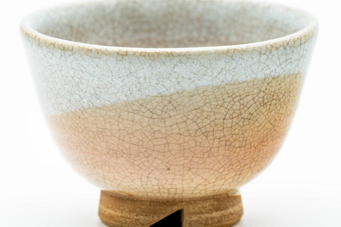 Japanese Teacups - Set of 3 Beige White Glazed Weathered Hagi-yaki Yunomi - 90ml