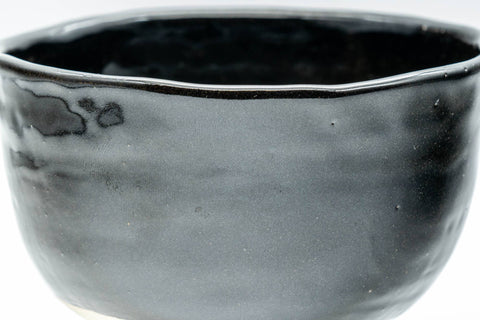 Japanese Matcha Bowl - Jet Black Glazed Wabi-Sabi Chawan - 350ml