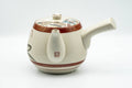 Japanese Tea Set - Gold Red Floral Kutani-yaki Kyusu Teapot with 5 Yunomi Teacups - side view of the teapot with spout and side handle