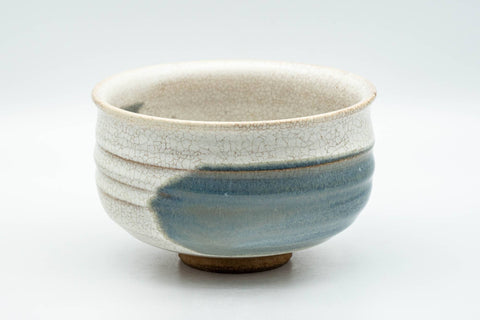 Tezumi — Japanese Matcha Bowl - Crazed Teal Hakeme Glazed Chawan - 400ml — front view