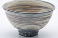 Tezumi — Japanese Matcha Bowl - Grey White Hakeme Glazed Chawan - 440ml — tipped to show the interior