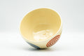 Japanese Matcha Bowl - Spiral Decorated Kyo-yaki Chawan - 200ml - tilted overhead view showing the rim and interior