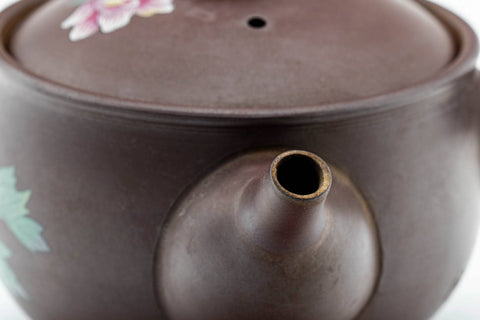Japanese Kyusu - Floral Painted Purple Clay Mesh Filter Teapot - 230ml
