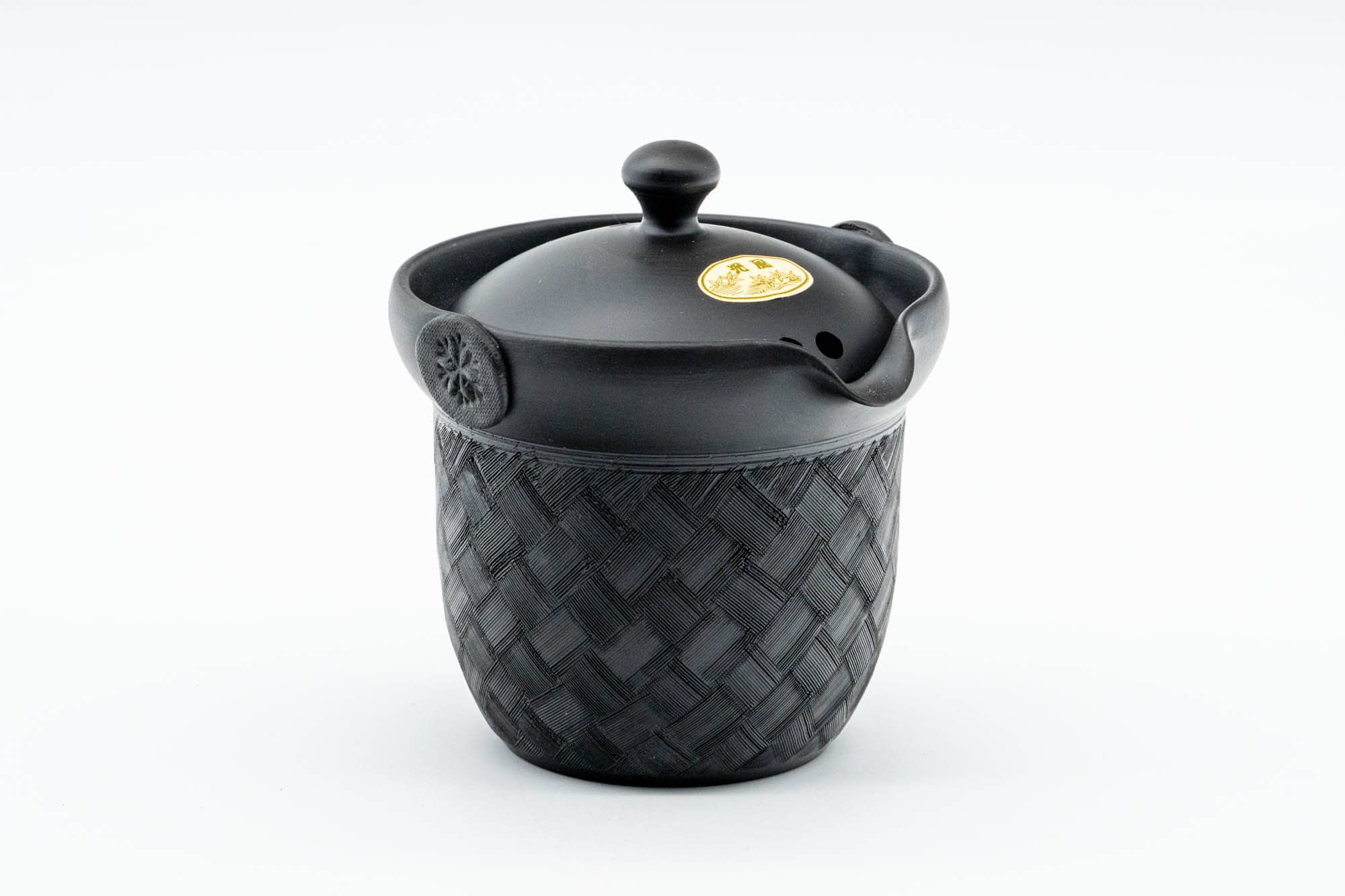 Japanese Chaho - 光風 Kōfu - Black Checkered Kokudei Tokoname-yaki Handle-less Teapot - 200ml