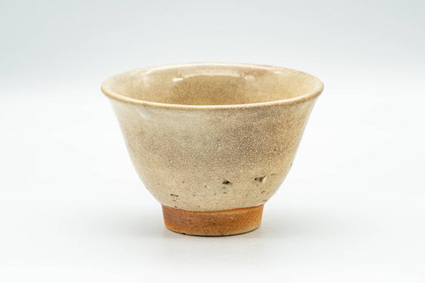 Japanese Teacup - Beige Caramel Hagi-yaki Yunomi - 120ml - three-quarter view of the teacup
