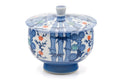 Tezumi — Japanese Teacup - Bamboo Floral Arita Lidded Yunomi - 210ml — tipped to show the interior