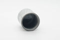 Tezumi — Japanese Teacup - Spiraling White Grey Glazed Yunomi - 130ml — three-quarter view