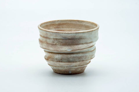 Tezumi — Japanese Teacup - Beige Cream Spotted Spiraling Yunomi - 220ml — front view from another angle