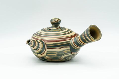 Japanese Kyusu - 沢田 Sawada, 靖仙 Yasusen Kiln - Nerikomi Tokoname-yaki Do-ake Teapot - 130ml