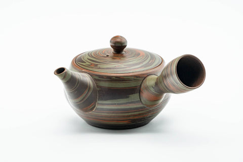 Japanese Kyusu - Glossy Green Nerikomi Tokoname-yaki Mesh Teapot - 230ml
