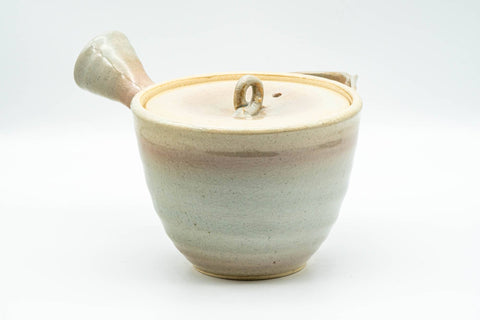 Japanese Tea Set - 玉祖窯 Tamaso Kiln - Beige Gohonte Hagi-yaki Kyusu Teapot with 6 Yunomi Teacups in Wooden Box