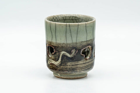 Tezumi — Japanese Teacup - Small Celadon Glazed Obori Soma-yaki Guinomi - 25ml — front view