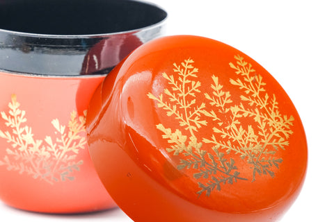 Japanese Natsume - Gold Maki-e Red Lacquer Matcha Tea Caddy