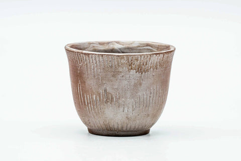 Japanese Teacup - Engraved Vertical Stripes Banko-yaki Yunomi - 75ml