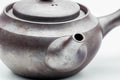 Side view showing the spout and collared lid of the large kyusu.