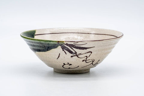 Japanese Matcha Bowl - 白泉 Shiroizumi - Hira-gata Ao-oribe Chawan - 400ml
