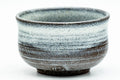 Japanese Teacup - Grey Milky White Drip-Glazed Guinomi - 50ml - front view of the streaked glaze