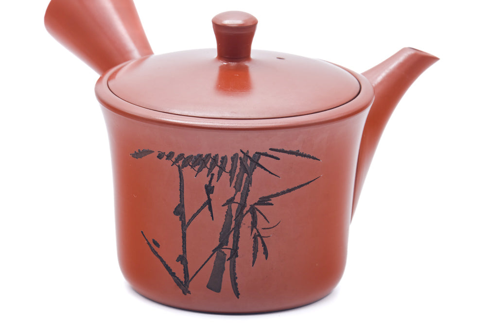 Japanese Kyusu - Bamboo Engraved Tokoname Mesh Teapot - 260ml