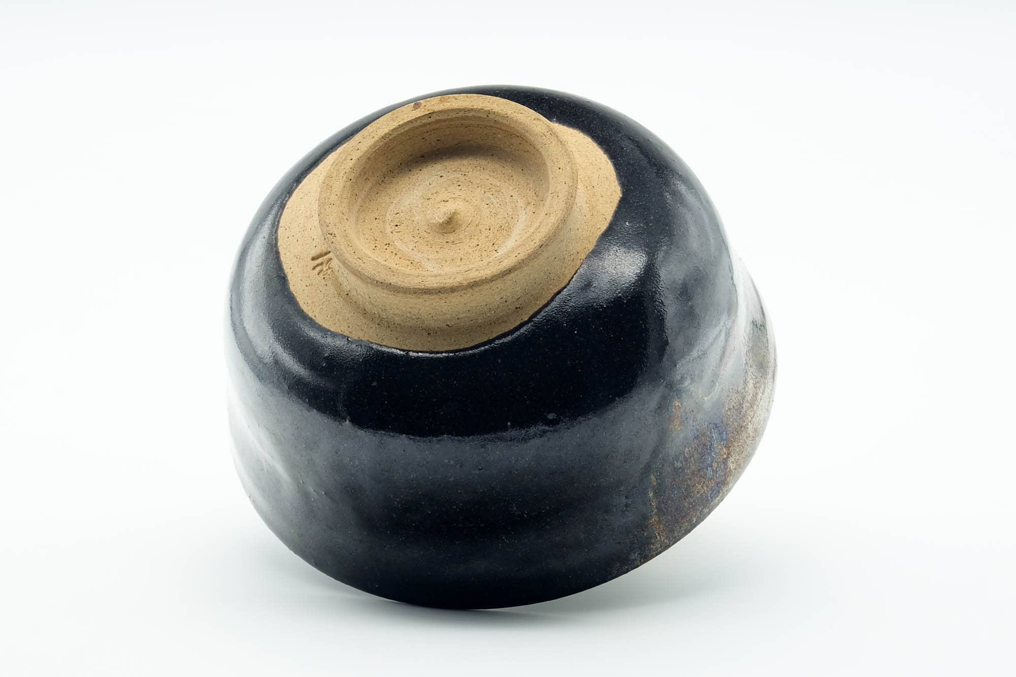 Japanese Matcha Bowl - Black Bronze Drip-Glazed Hatazori-gata Chawan - 300ml