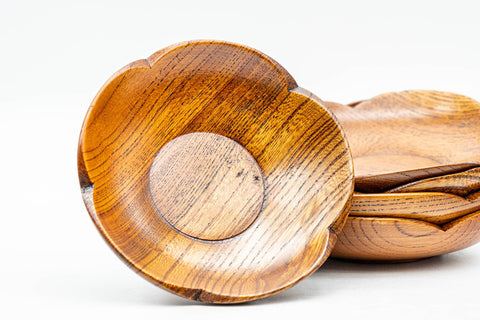 Japanese Chataku - Set of 5 Flower Petal-shaped Wooden Tea Coasters - Tezumi