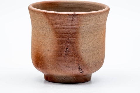 Tezumi — Japanese Teacup - Orange Hidasuki Rice Straw Bizen-yaki Yunomi - 115ml — tipped to show the interior