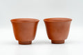 Japanese Teacup - Pair of Ume Red Shudei Tokoname-yaki Guinomi - 60ml - pair side by side, reverse plain side