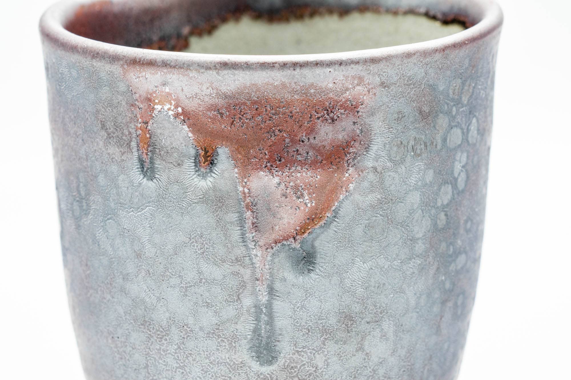 Japanese Teacups - Pair of Tenmoku Drip-Glazed Lidded Meoto Yunomi