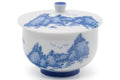 Tezumi — Japanese Teacup - Blue Mountainous Arita Lidded Yunomi - 175ml — inverted showing the foot ring