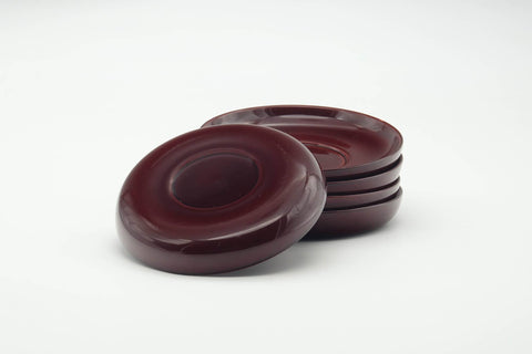 Japanese Chataku - Set of 5 Purple Lacquered Tea Coasters