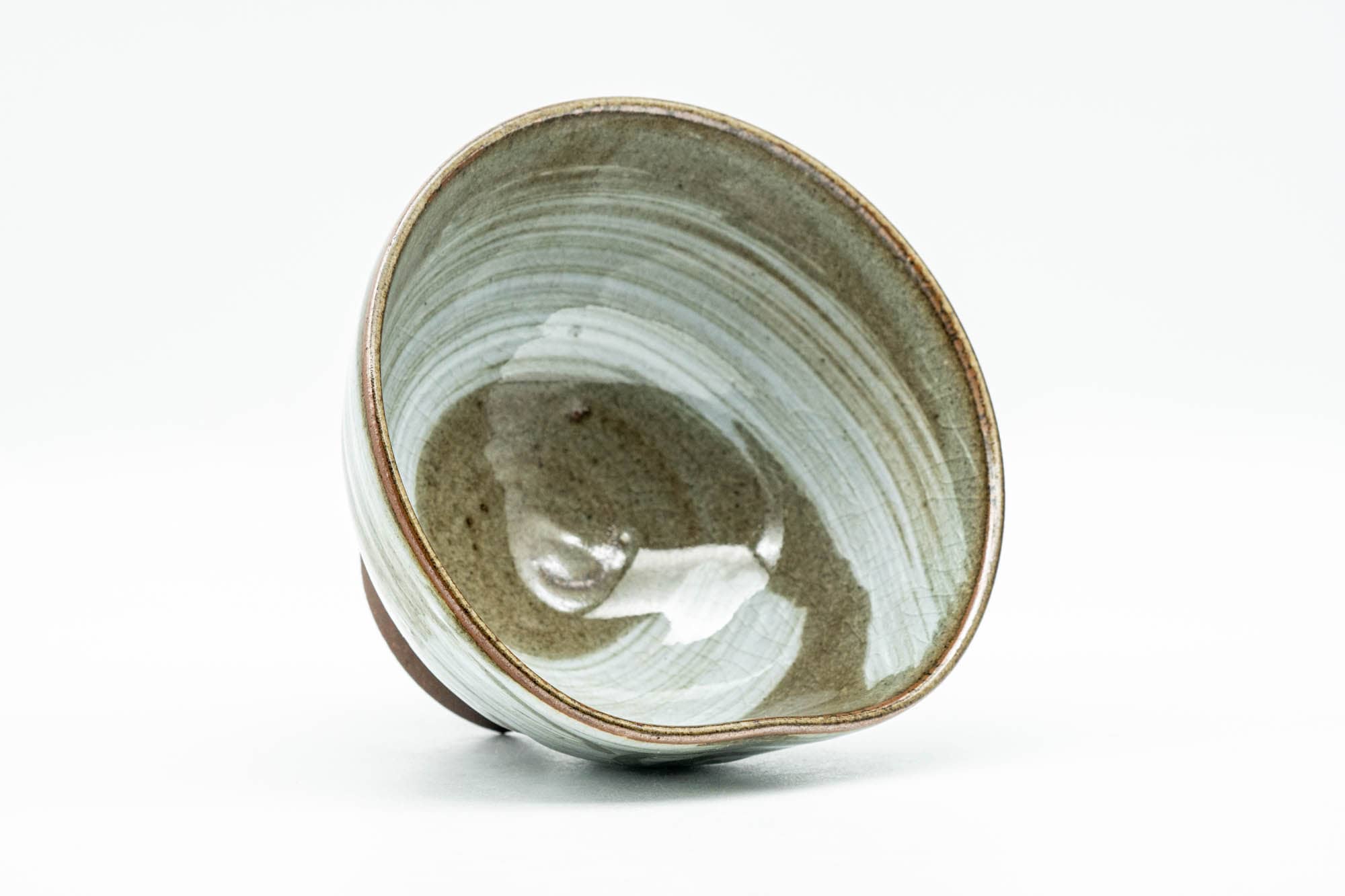 Japanese Teacup - Floral Hakeme Grey Glazed Yunomi - 110ml