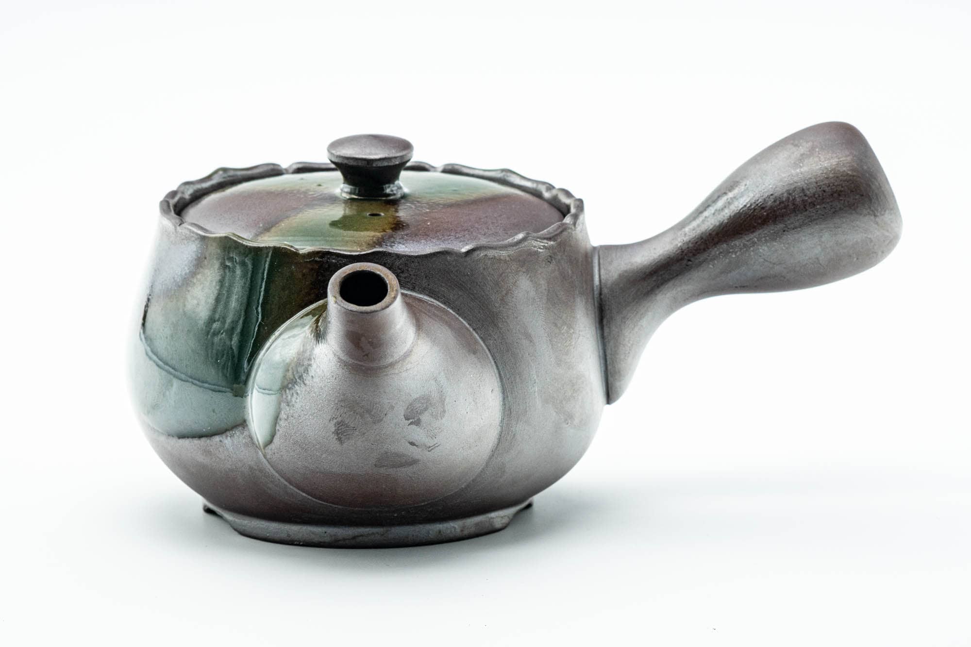 Japanese Kyusu - Green Ash Glazed Banko-yaki Mesh Teapot - 375ml