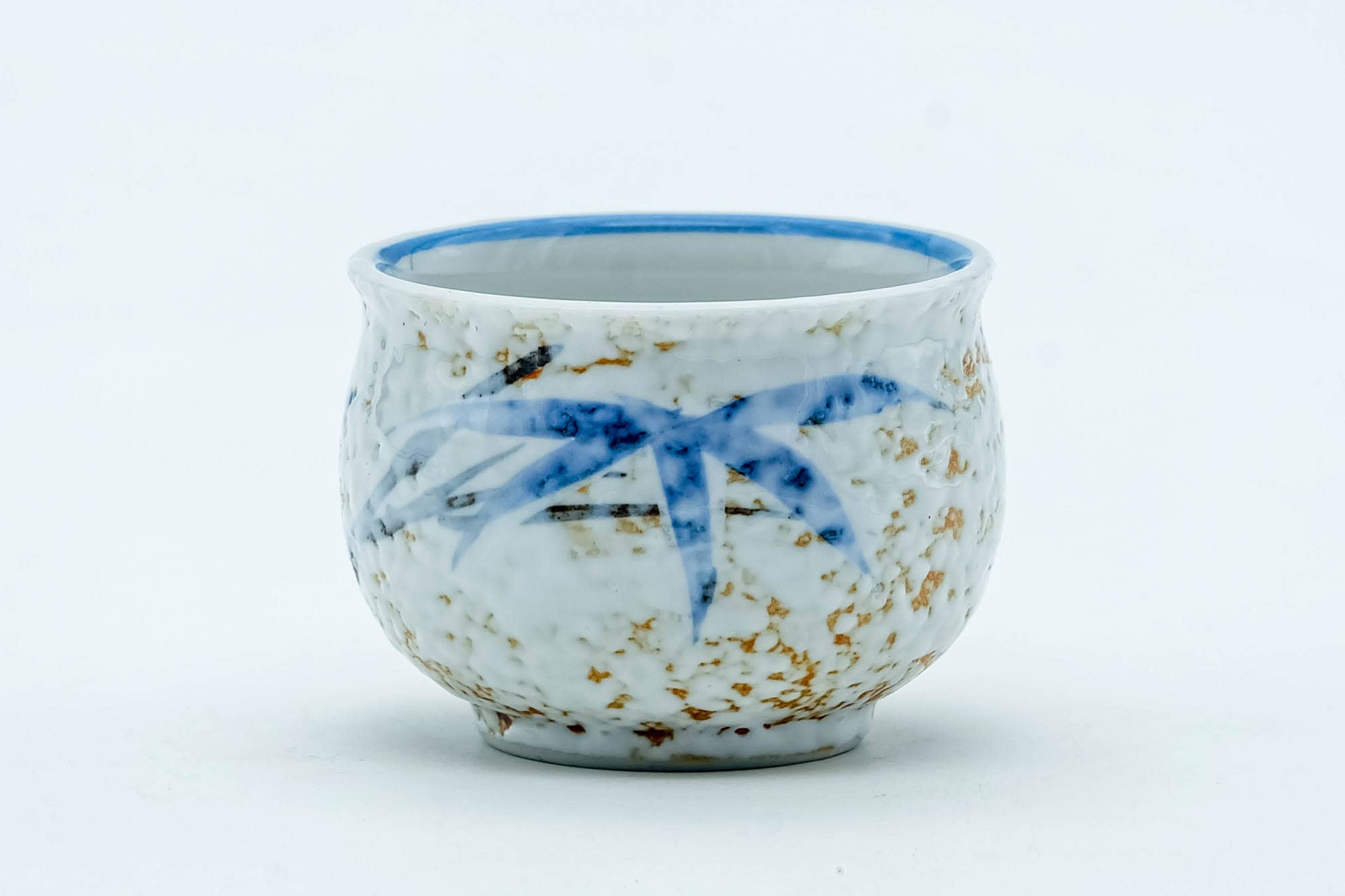 Japanese Teacup - Blue Leaf Orange Spotted Arita-yaki Guinomi - 30ml