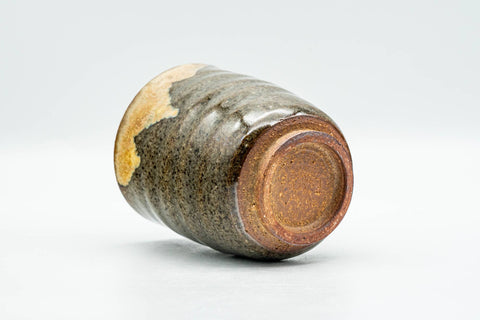 Japanese Teacup - Speckled Dark Green Beige Drip-Glazed Yunomi - 200ml